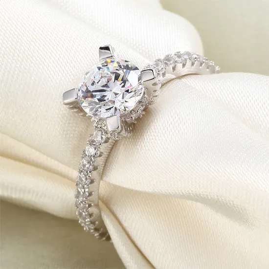 1 Carat Created Diamond Engagement Sterling 925 Silver Ring XFR8026