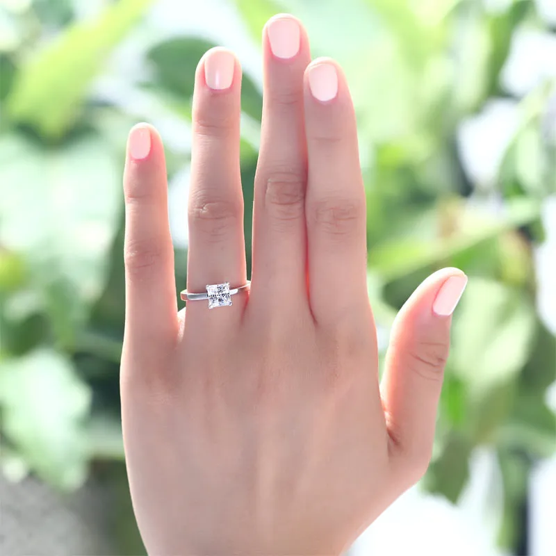 1 Carat Created Princess Diamond Engagement Sterling 925 Silver Ring XFR8025