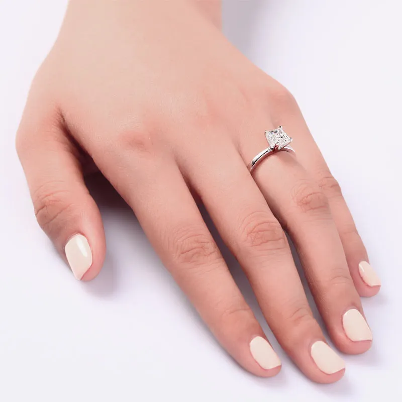 1 Carat Created Princess Diamond Engagement Sterling 925 Silver Ring XFR8025
