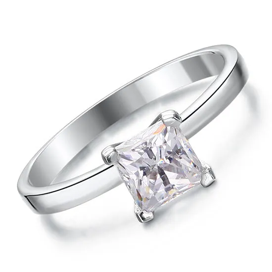 1 Carat Created Princess Diamond Engagement Sterling 925 Silver Ring XFR8025