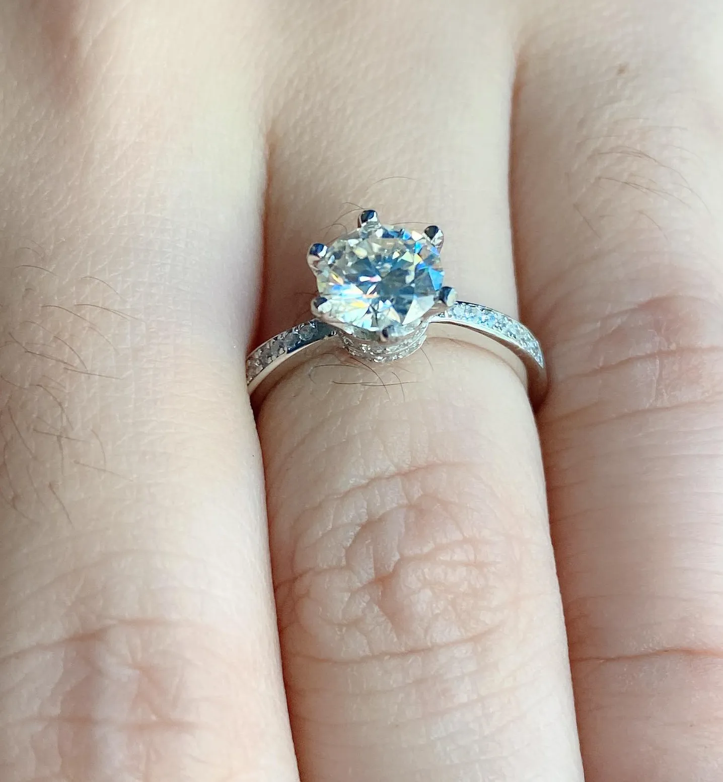 1 carat Moissanite Paved Engagement Ring. High Quality Engagement Ring.  Sterling Silver Promise Ring.