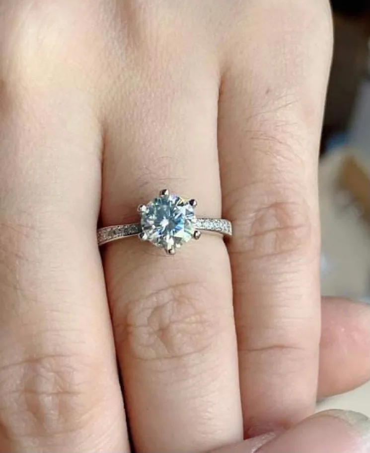 1 carat Moissanite Paved Engagement Ring. High Quality Engagement Ring.  Sterling Silver Promise Ring.