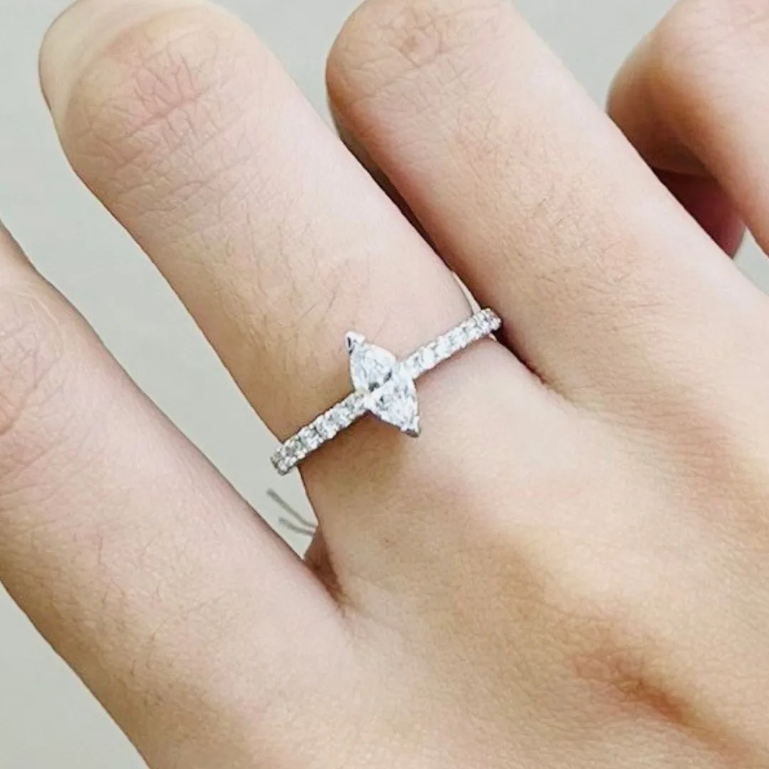 .38ctw Marquis Diamond Engagement Ring 18K White Gold