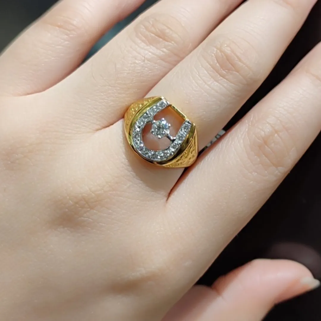 .50ctw Diamond Horseshoe Men's Ring 14K Yellow Gold
