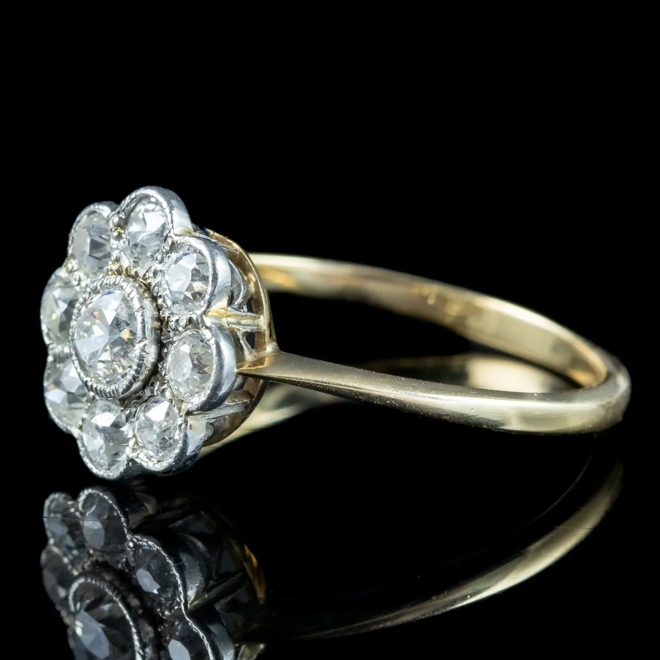 Antique Victorian Diamond Daisy Cluster Ring 0.76ct Total