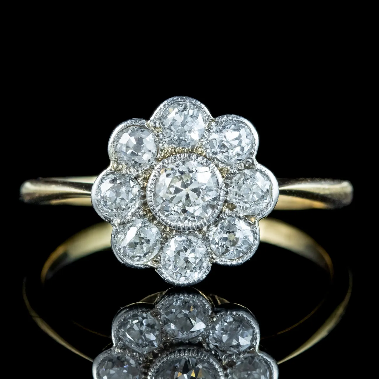 Antique Victorian Diamond Daisy Cluster Ring 0.76ct Total