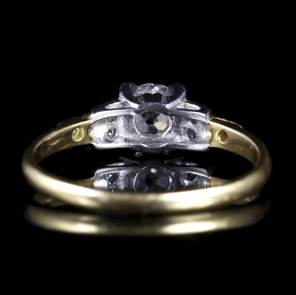 Antique Victorian Diamond Engagement Ring 18Ct Gold Ring Circa 1900