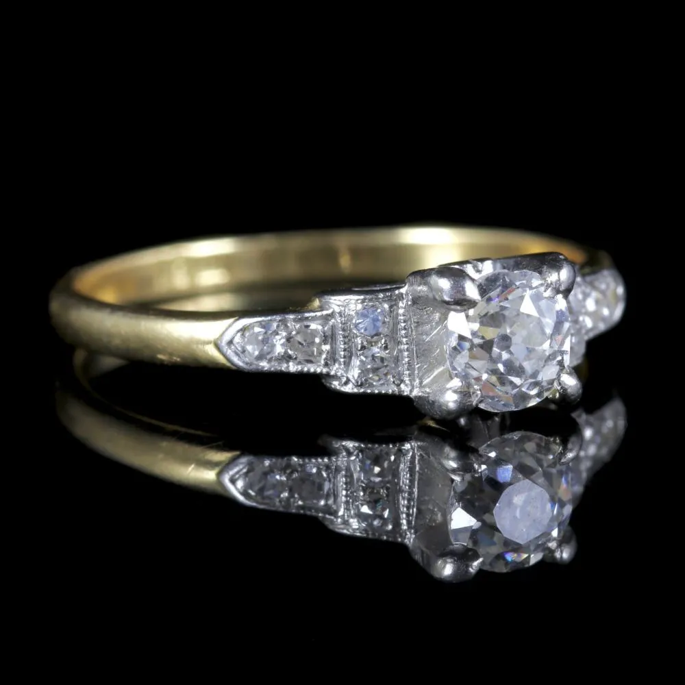 Antique Victorian Diamond Engagement Ring 18Ct Gold Ring Circa 1900