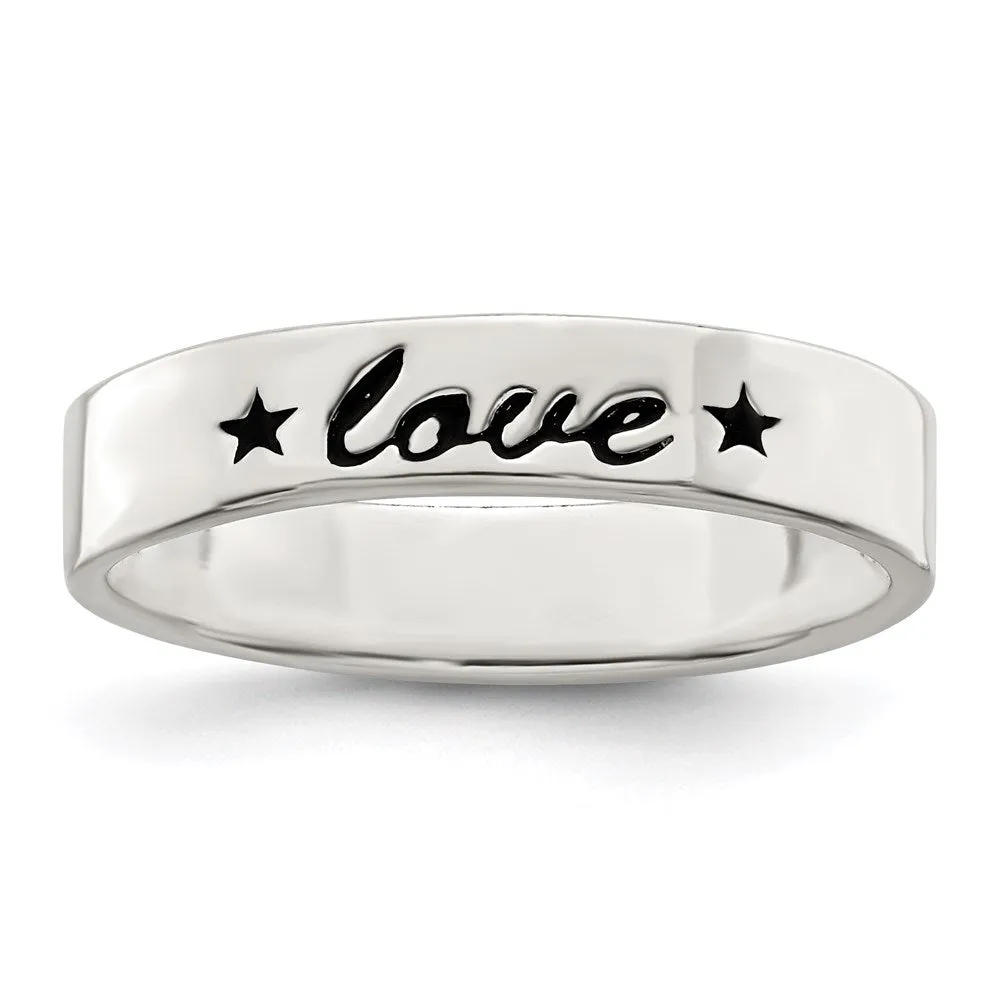 Antiqued & Polished Love Ring in Sterling Silver