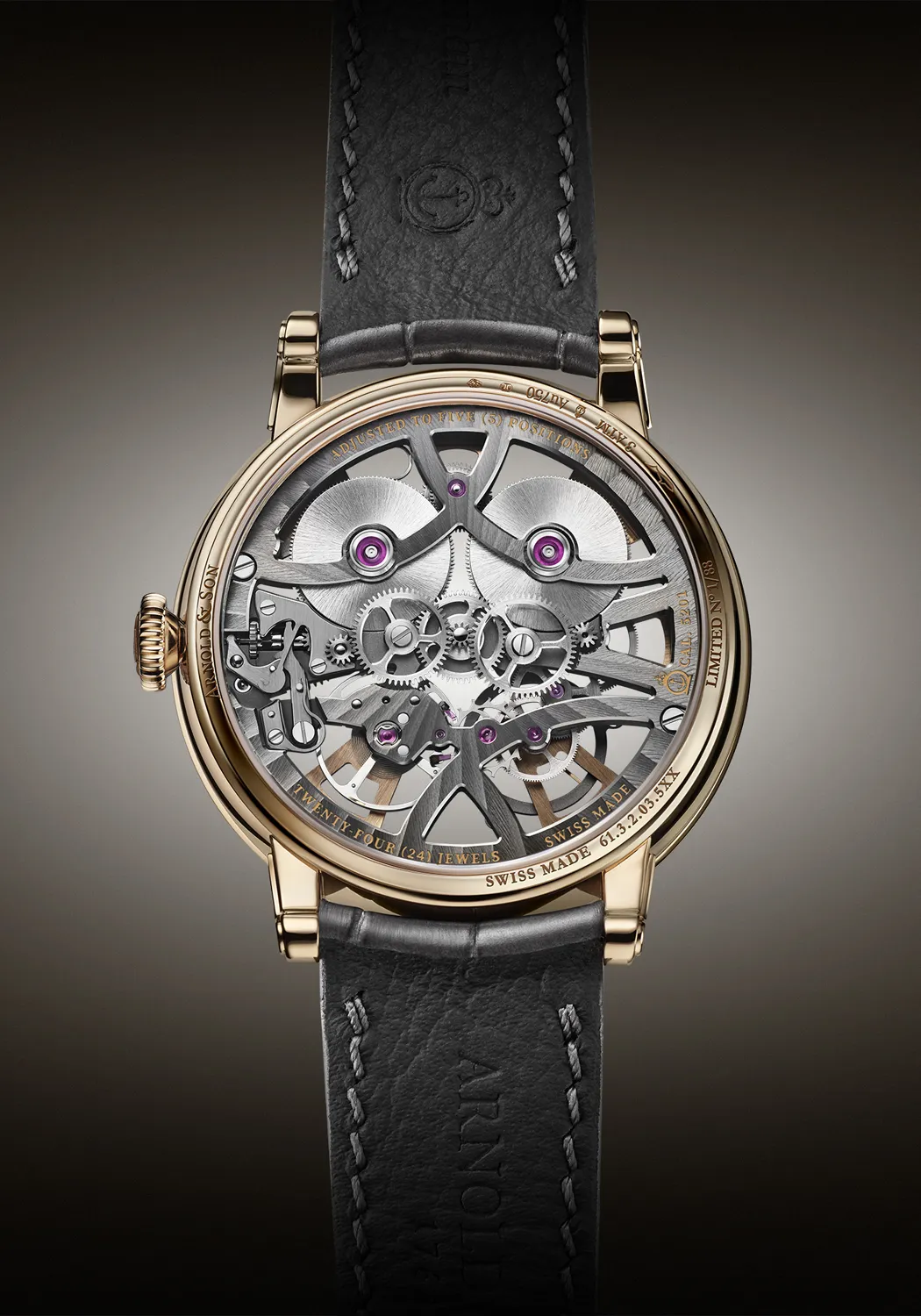 Arnold & Son Nebula 38 Gold on Strap | LE88