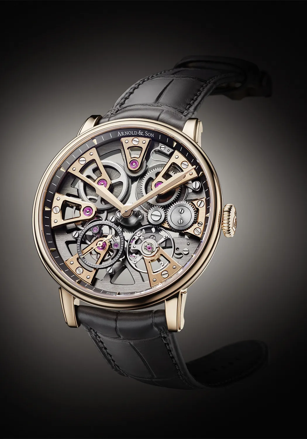Arnold & Son Nebula 38 Gold on Strap | LE88