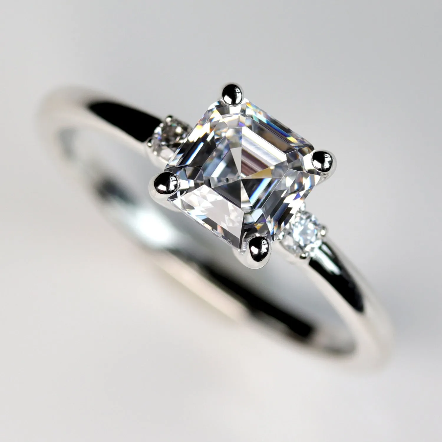 Asscher Cut Three Stone Ring