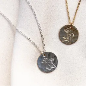 CALIFORNIA POPPY DISC NECKLACE