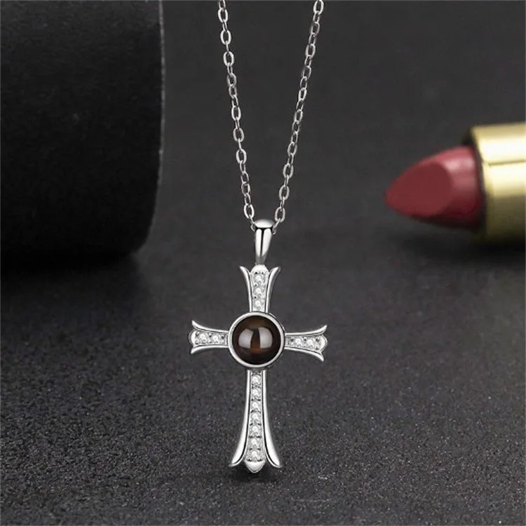 Cross Vintage Necklace with Picture Inside