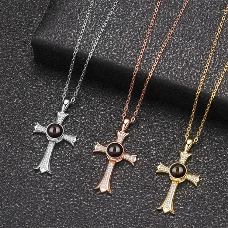 Cross Vintage Necklace with Picture Inside