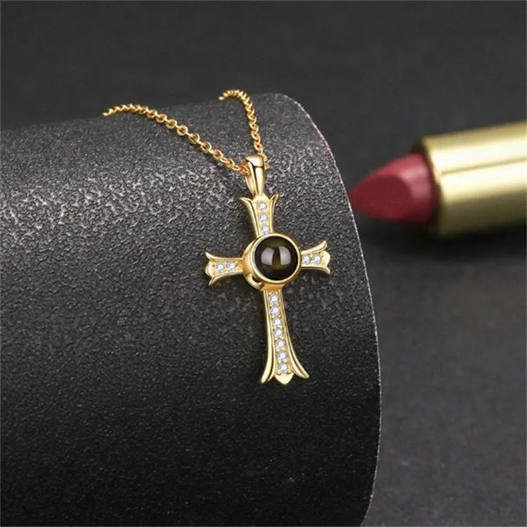 Cross Vintage Necklace with Picture Inside