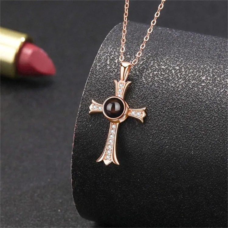 Cross Vintage Necklace with Picture Inside