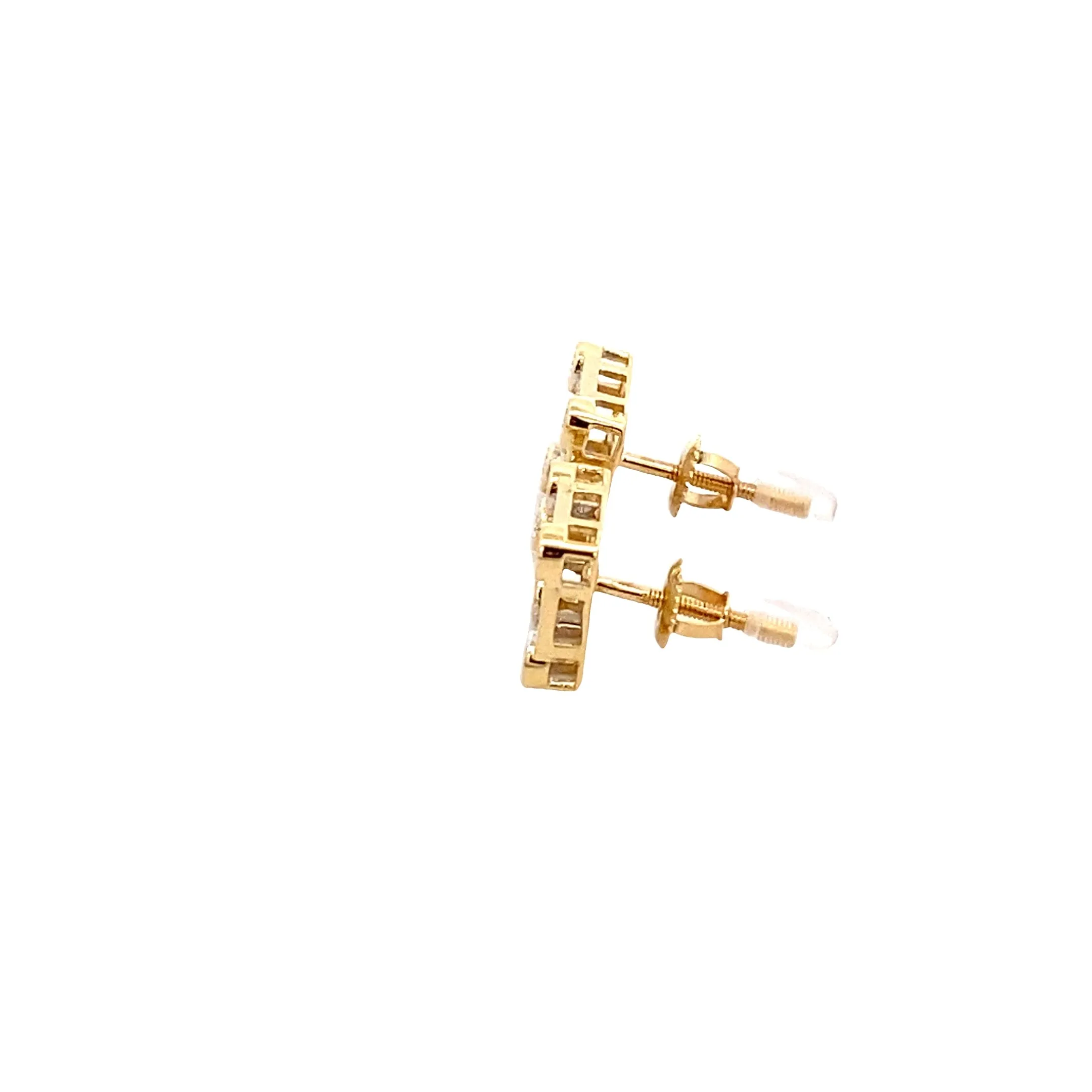 Diamond 0.20Ctw Fancy Square Shaped Earrings