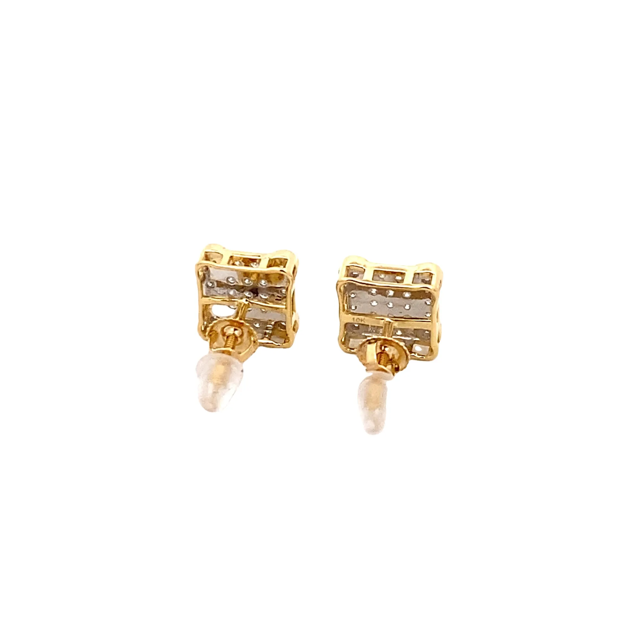 Diamond 0.20Ctw Fancy Square Shaped Earrings