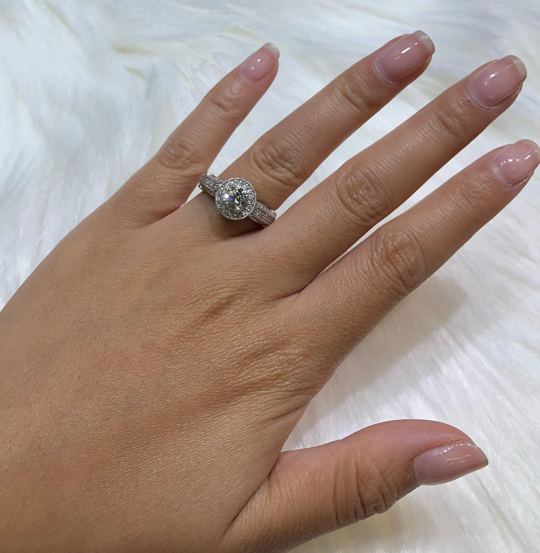 Diamond Engagement Ring 1.35 ct tw 14K White Gold DENG056