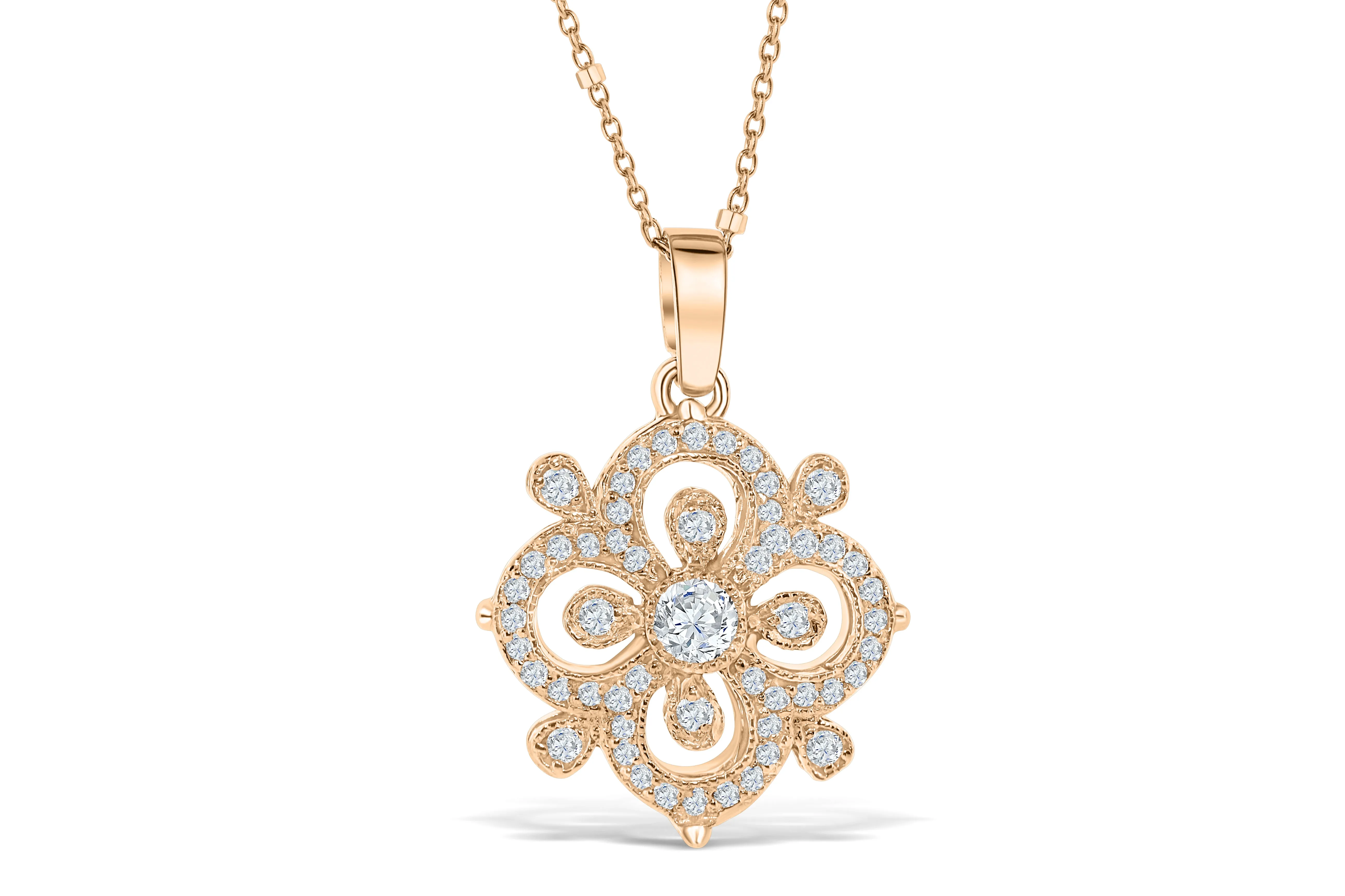 Diamond Pendant 0.68 CT TW 14K Rose Gold DPEN043