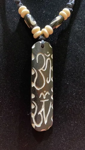 Double Om Adjustable Length Water Buffalo Bone Necklace