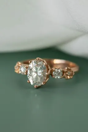 Ethical lab grown diamond engagement ring, rose gold flower promise ring with diamonds / Fiorella