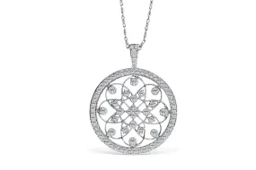 Floral Diamond Pendant 1 CT TW 14K White Gold DPEN006