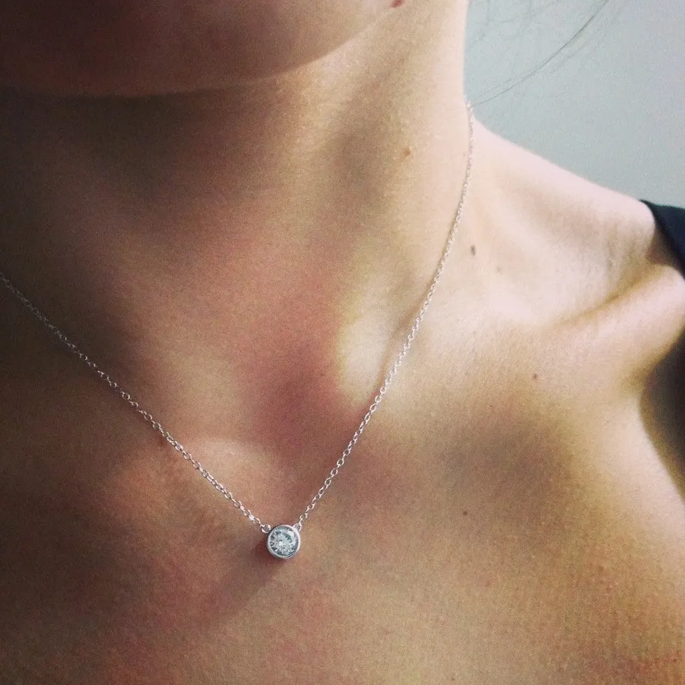 Gold-Dipped CZ Solitaire Necklace