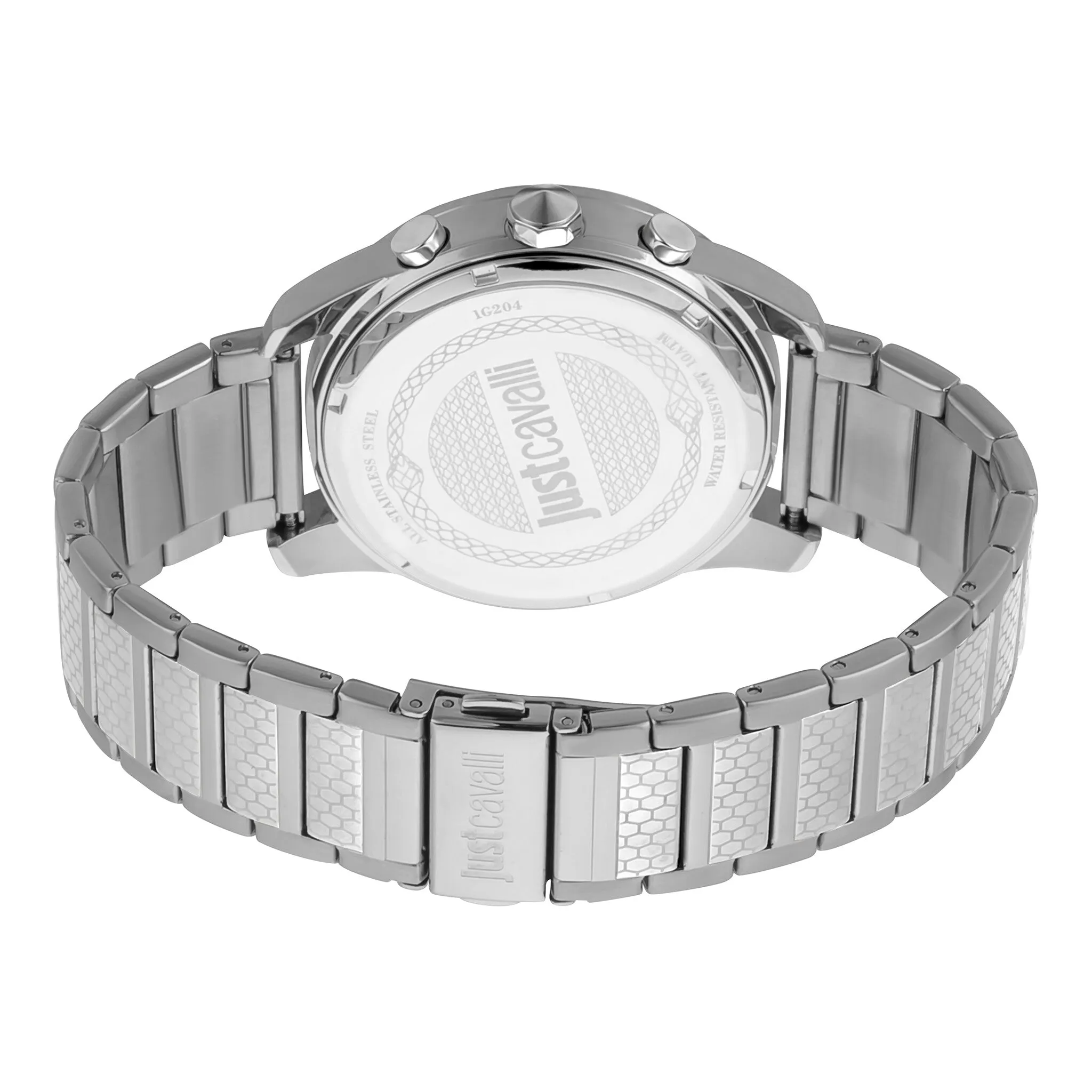 Optimized Title: **Just Cavalli Mens Stainless Steel Chronograph Watch - JC1G204M0055 - Stylish Timepiece for Modern Elegance**