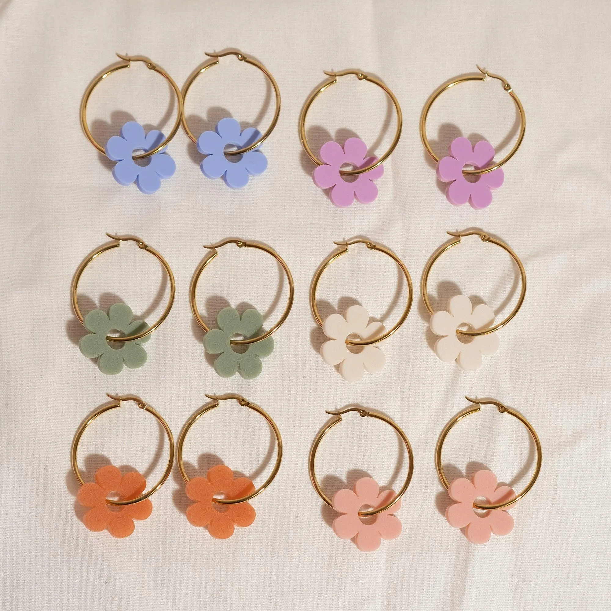 Lilac Daisy Hoop Earrings