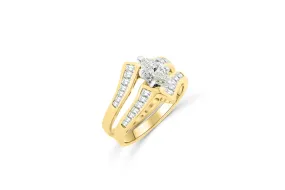 Marquise Diamond Engagement Ring Set 2.26 ct tw 14K Yellow Gold DENG028