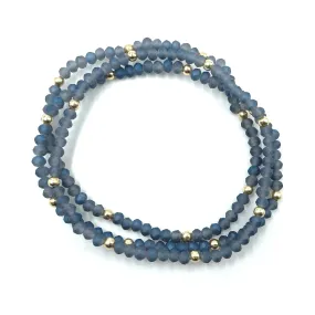 OG Classic Bracelet Stack in Matte Blue   Gold Filled