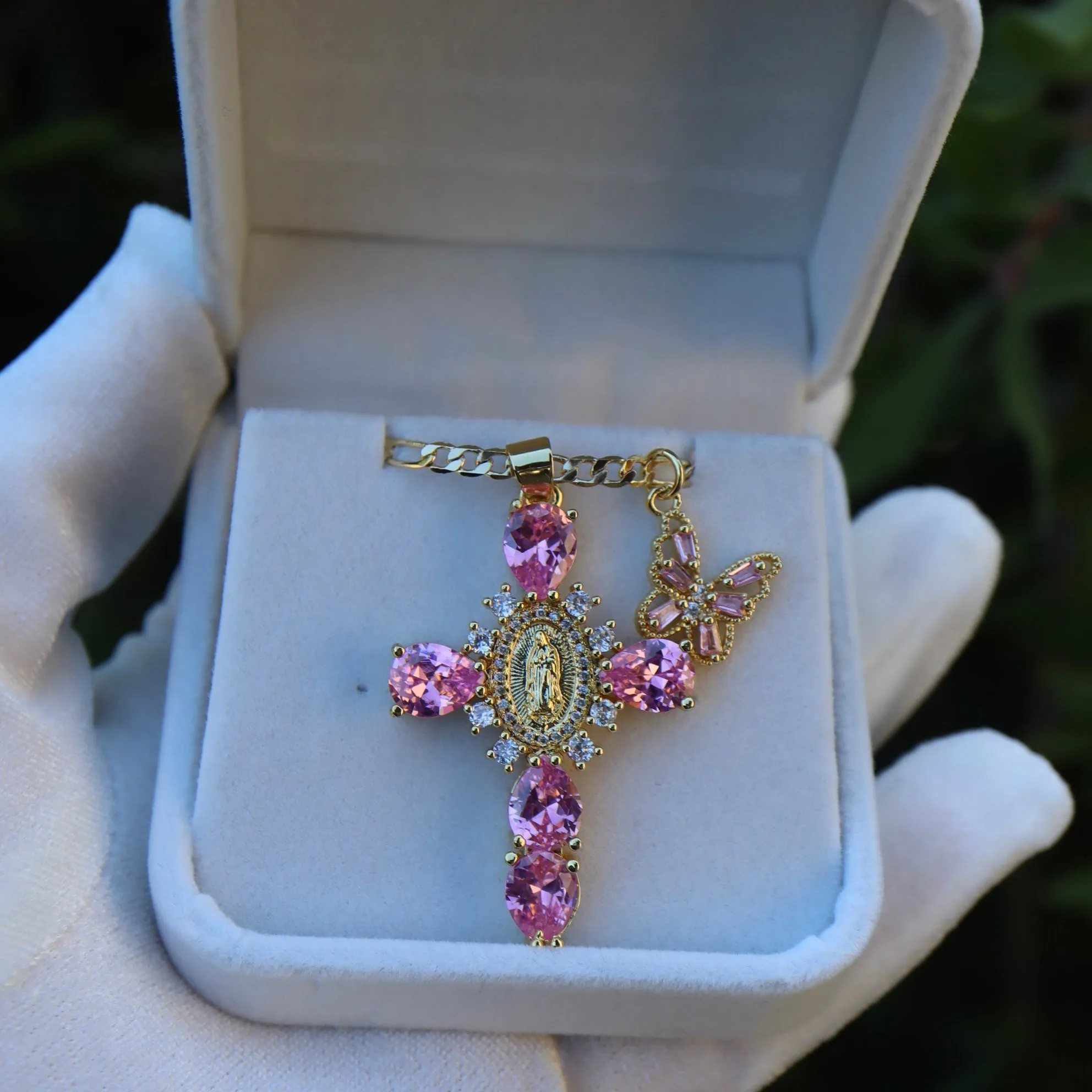 Pink Cross Necklace 035