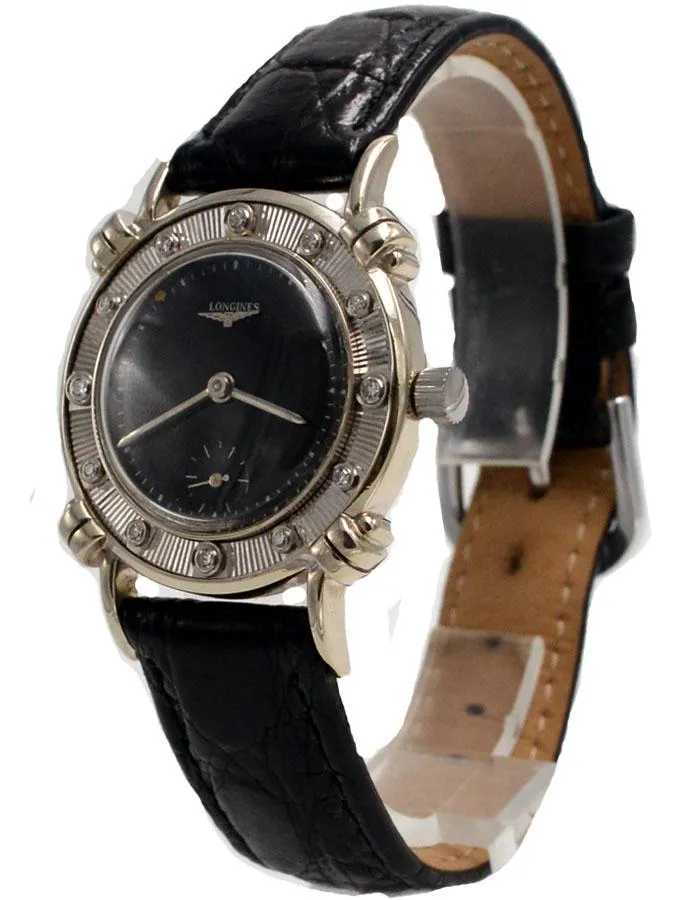 Pre-Owned Longines Manual Wind 12 Diamond Art Deco Wristwatch 14K White Gold