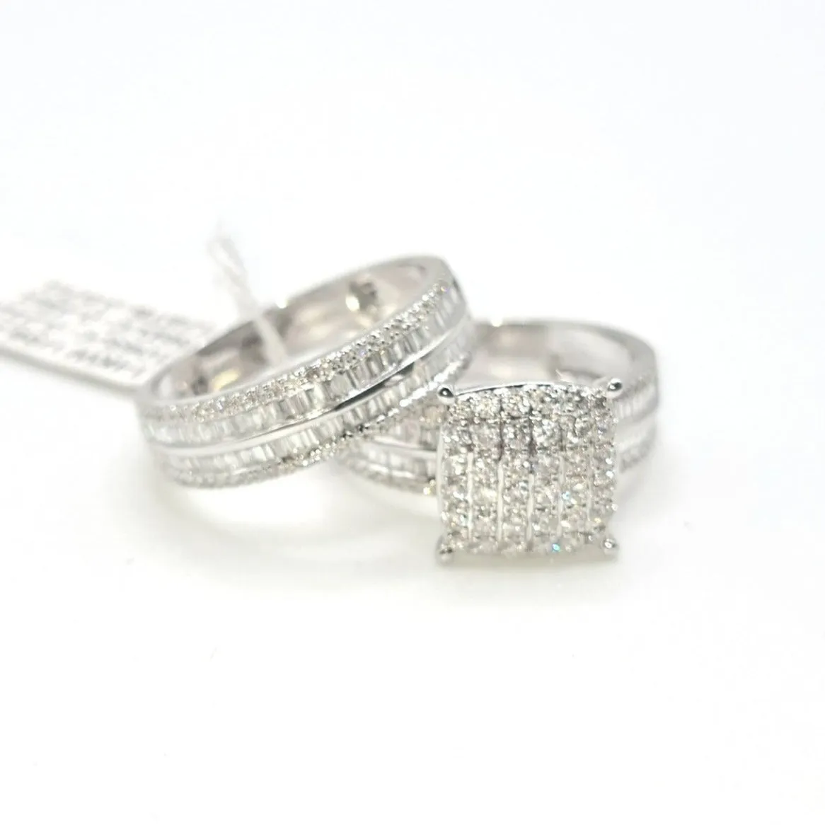 Princess Illusion Diamond Wedding Engagement Ring Bridal Set 14K Gold