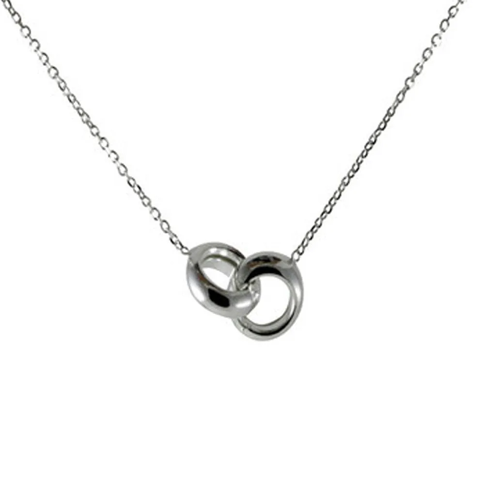 "Love Lockdown" Sterling Silver Interlocking Rings Pendant Necklace