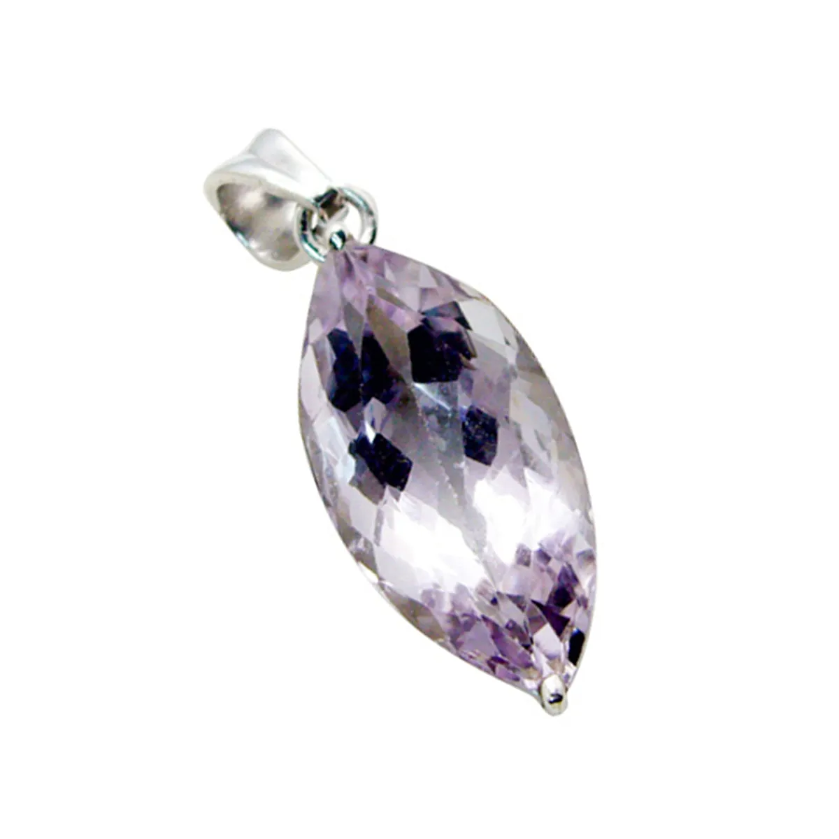 Riyo Decorative Gems Marquise Checker Purple Amethyst Silver Pendant Gift For Sister