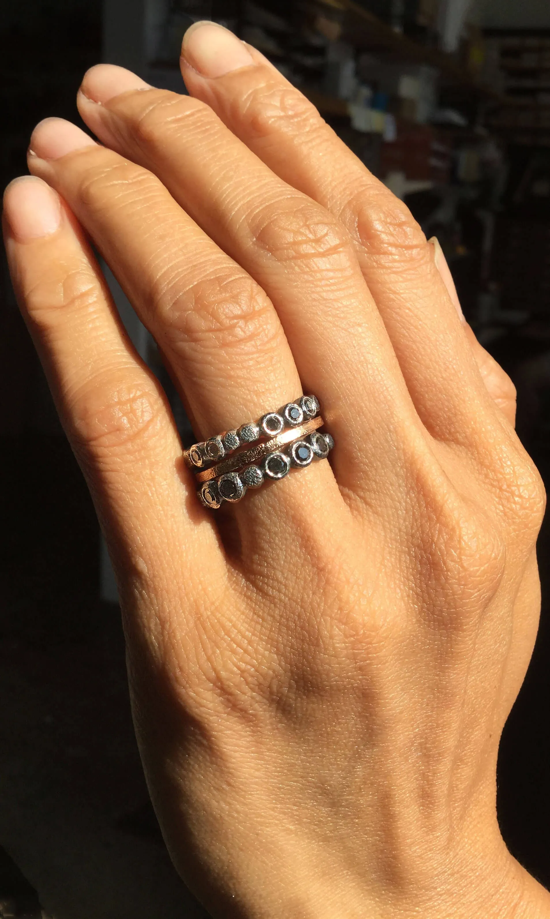 Rose Gold Flat Textured Band Narrow Width