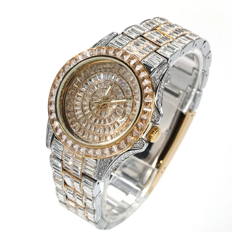 Round Dial Baguatte CZ Diamond Watch