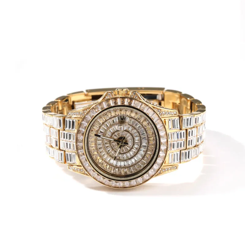 Round Dial Baguatte CZ Diamond Watch