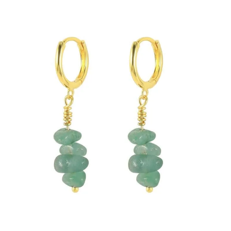 Shaped Natural Stone Drop Huggie Earrings