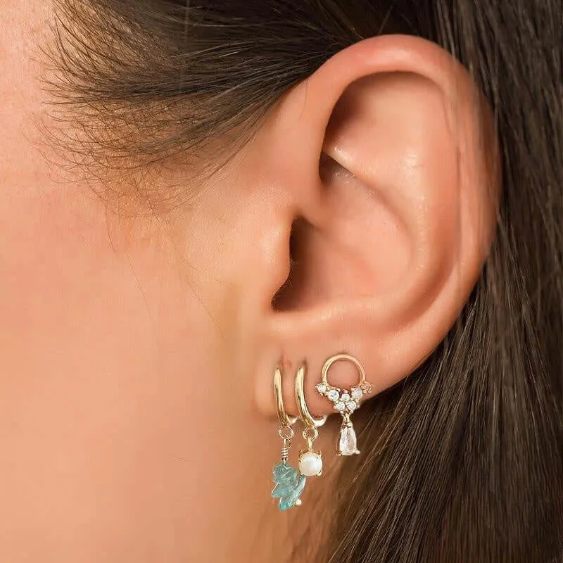 Shaped Natural Stone Drop Huggie Earrings