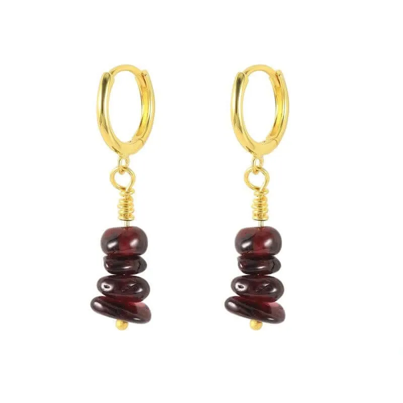 Shaped Natural Stone Drop Huggie Earrings