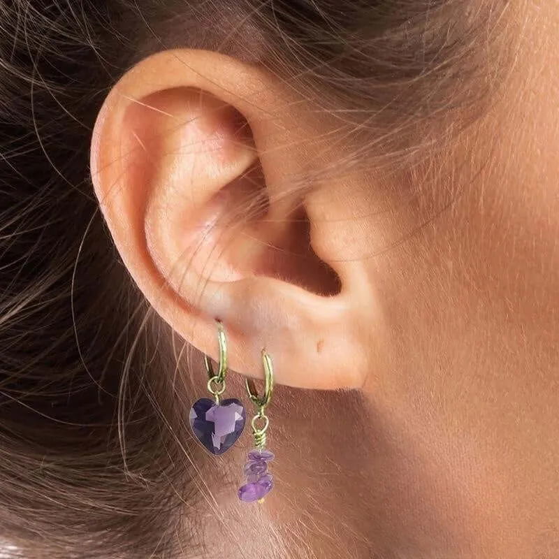 Shaped Natural Stone Drop Huggie Earrings