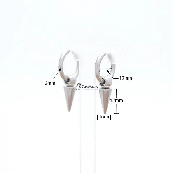 Stainless Steel Cone Shape Drop Huggie Hoop Earrings