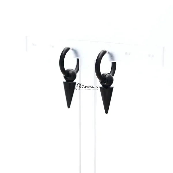 Stainless Steel Cone Shape Drop Huggie Hoop Earrings