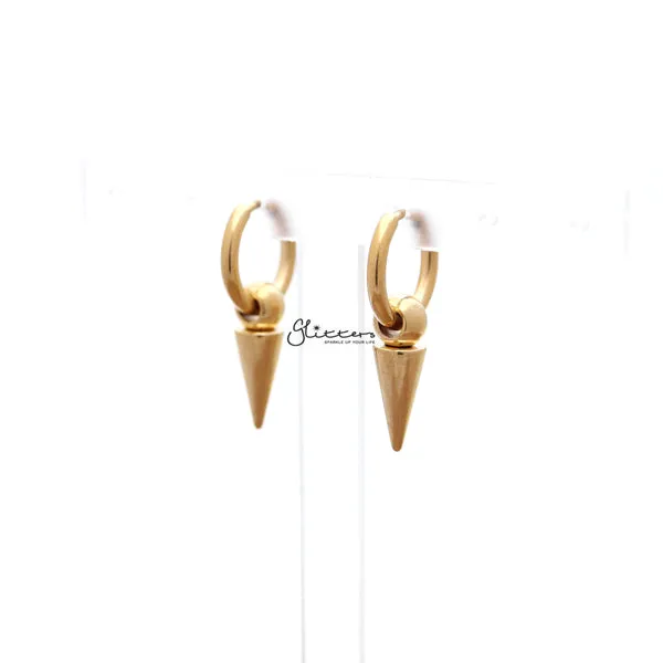 Stainless Steel Cone Shape Drop Huggie Hoop Earrings