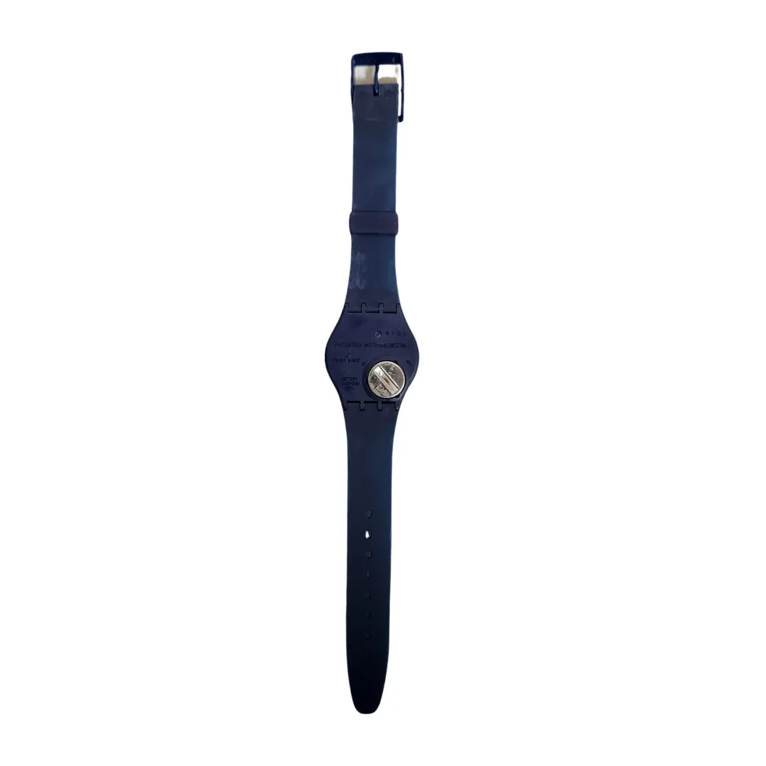 Swatch Navy & White Round Dial Rubber Strap Watch | Like New |