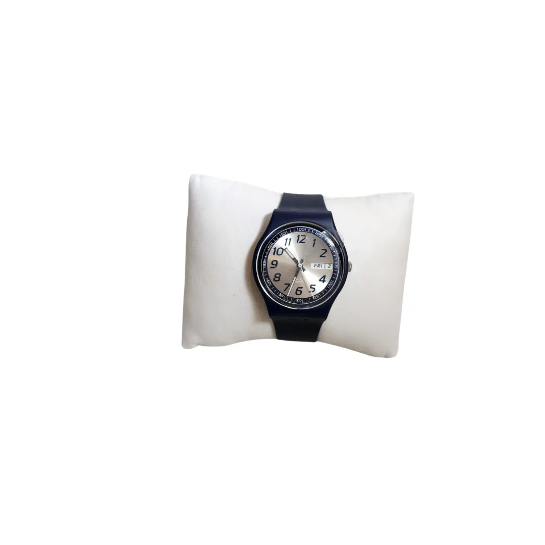 Swatch Navy & White Round Dial Rubber Strap Watch | Like New |
